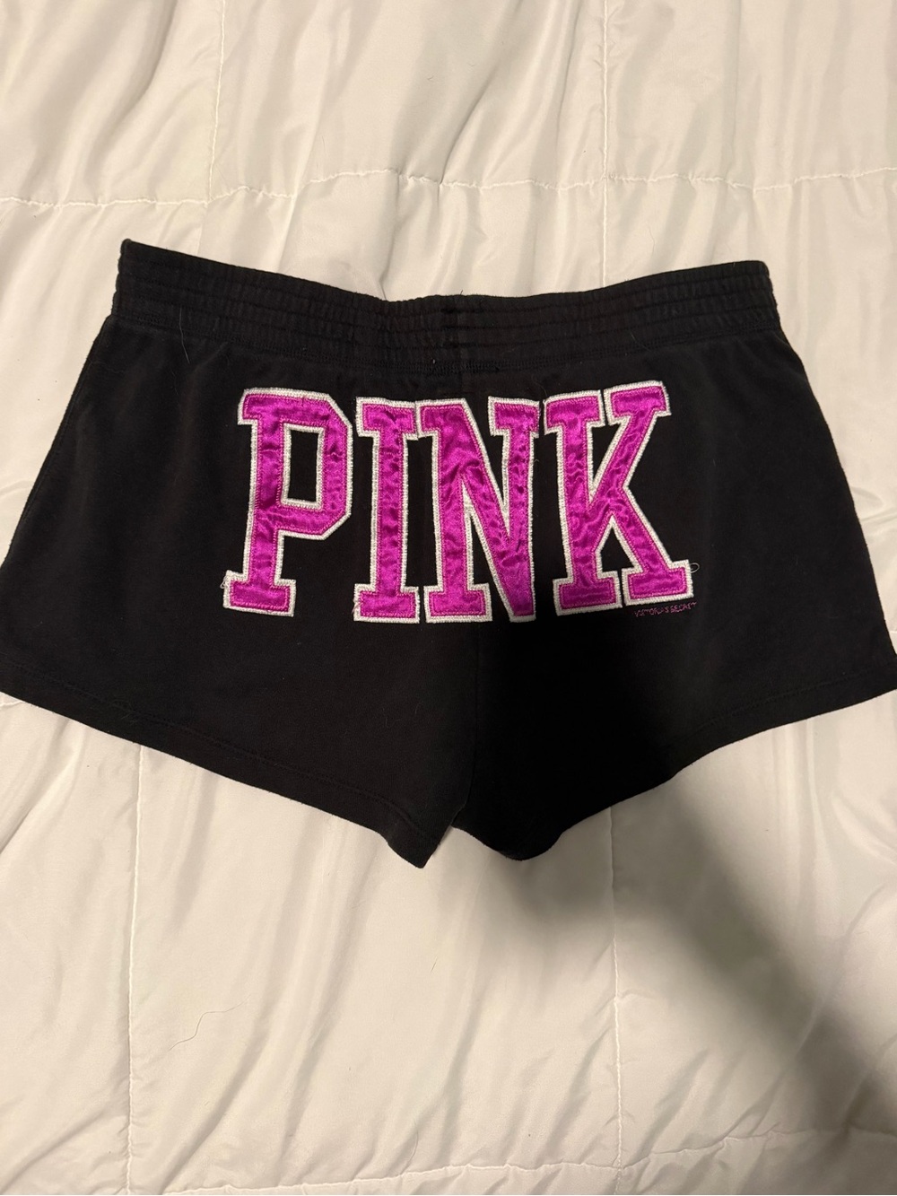 PINK Victoria's Secret Black Shorts with Bright Pink Logo